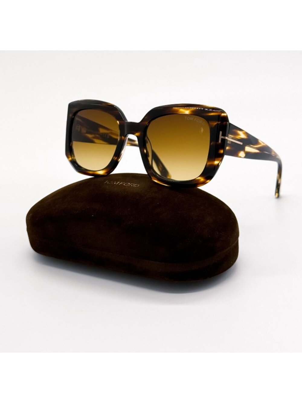 NEW TOM FORD CARLA-02 SUNGLASSES TF1220 55F SQUARE HAVANA WOMEN EYEWEAR FT1220